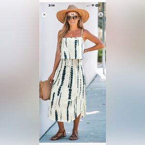 Cupshe Black and white Striped Midi Dress